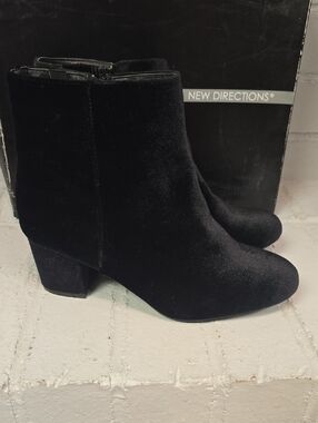 New directions Black Velvet Ankle Booties. New.